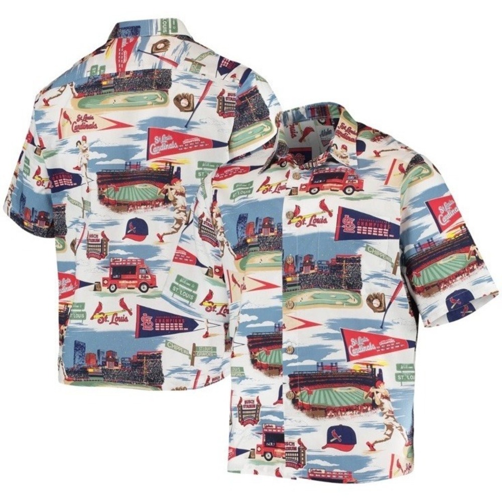 Aloha‎ Reyn Spooner St. Louis Cardinals All Over  Print Shirt XL Short Sleeve